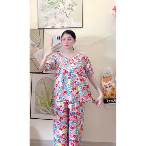 Đồ bộ tole nữ cổ lá sen mặc nhà đi chợ mát nhẹ dễ thương