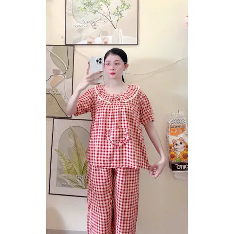 Đồ bộ tole nữ cổ lá sen mặc nhà đi chợ mát nhẹ dễ thương