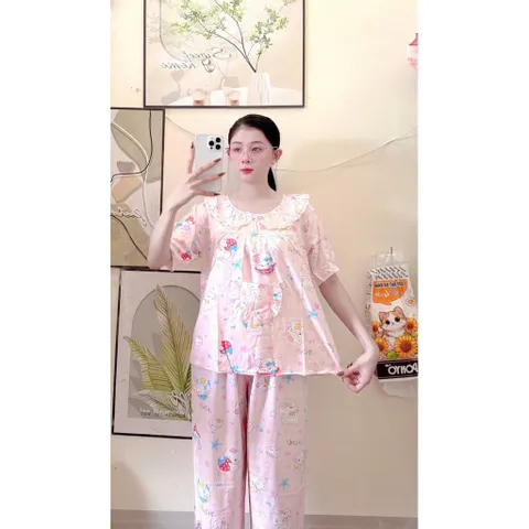 Đồ bộ tole nữ cổ lá sen mặc nhà đi chợ mát nhẹ dễ thương