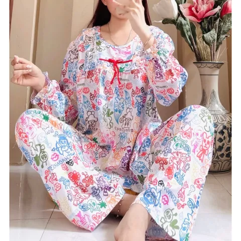 Đồ  bộ Tole Tay Dài Quần Dài Nữ – Vải Mát, Form Đẹp, Mặc Nhà hoặc Đi Chơi 850566