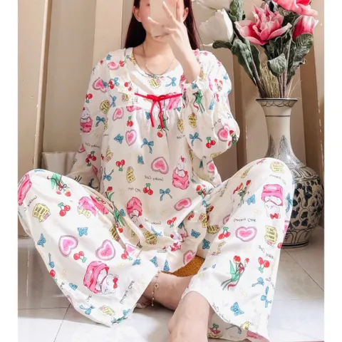 Đồ  bộ Tole Tay Dài Quần Dài Nữ – Vải Mát, Form Đẹp, Mặc Nhà hoặc Đi Chơi 850566