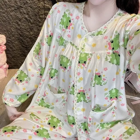 Đồ bộ tole nữ tay dài quần dài dún ngực mặc nhà thoáng mát dễ thương