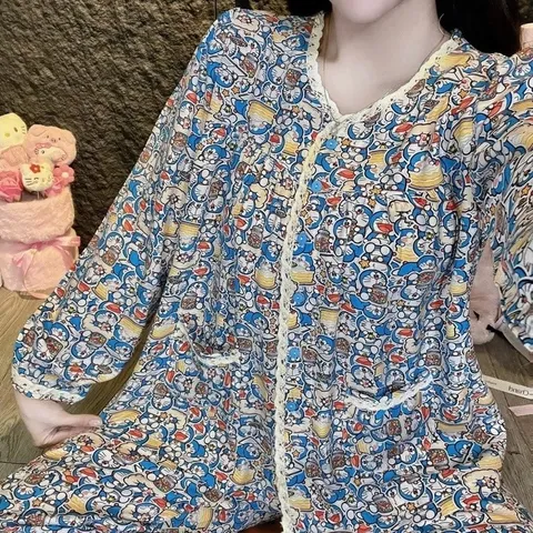 Đồ bộ tole nữ tay dài quần dài dún ngực mặc nhà thoáng mát dễ thương