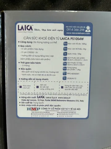 Cân Sức Khỏe Điện Tử Laica PS1052W Chính Hãng - Thiết Kế Sang Trọng Italy, Đo Nhanh Chính Xác Tối Đa 180kg