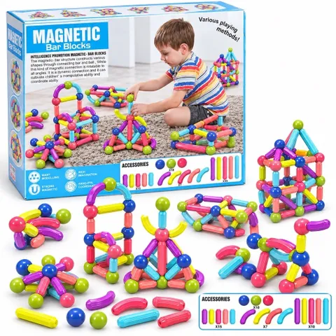 Bộ đồ chơi xếp hình nam châm magnetic blocks . Đồ chơi giáo dục phát triển tư duy cho bé
