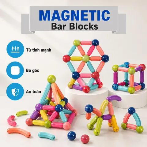 Bộ đồ chơi xếp hình nam châm magnetic blocks . Đồ chơi giáo dục phát triển tư duy cho bé