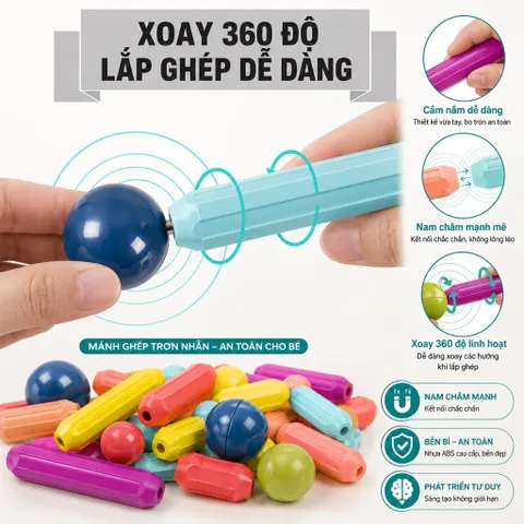 Bộ đồ chơi xếp hình nam châm magnetic blocks . Đồ chơi giáo dục phát triển tư duy cho bé