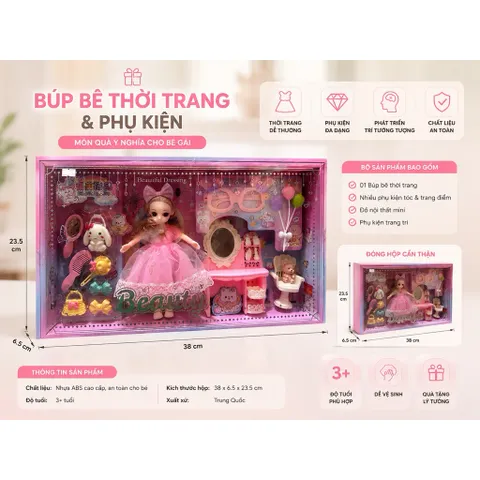 Bộ đồ chơi búp bê thời trang kèm phụ kiện cho bé gái