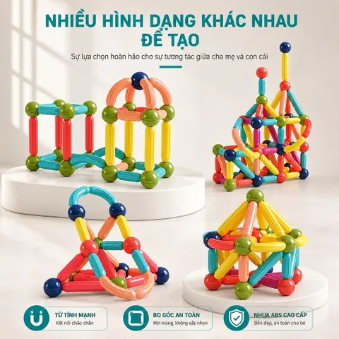 Bộ đồ chơi xếp hình nam châm magnetic blocks . Đồ chơi giáo dục phát triển tư duy cho bé