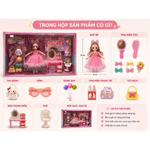 Bộ đồ chơi búp bê thời trang kèm phụ kiện cho bé gái