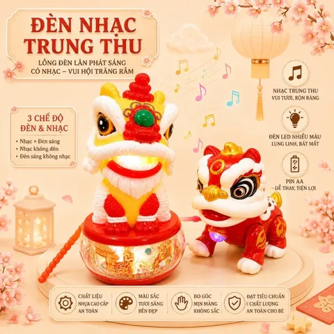 Đèn lồng trung thu kỳ lân thiết kế bắt mắt, màu sắc nổi bật,có nhạc , đèn ,nhựa abs,lồng đèn trung thu