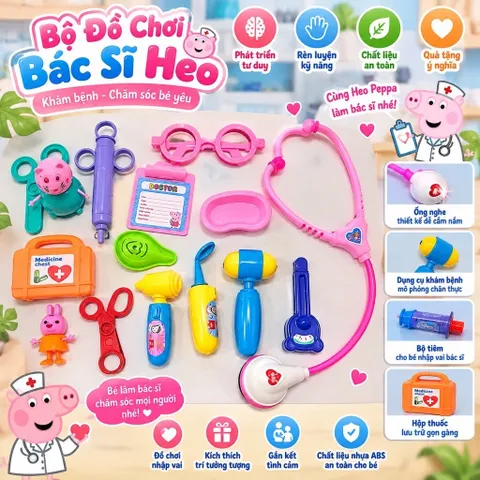 ( Túi ) Đồ chơi bác sĩ heo nha sĩ cho bé , đồ chơi nhập vai ,hàng việt