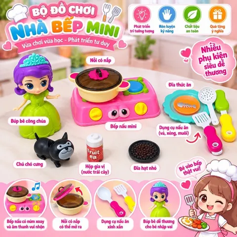 ( Túi ) Đồ chơi nấu ăn mini cho bé gái , đồ chơi nhập vai chủ đề nấu ẳn