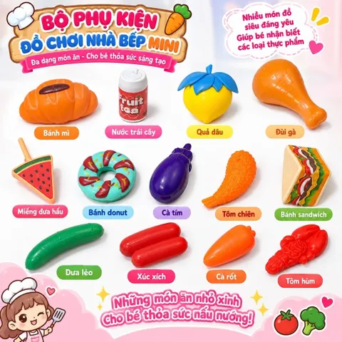 ( Túi ) Đồ chơi nấu ăn mini cho bé gái , đồ chơi nhập vai chủ đề nấu ẳn