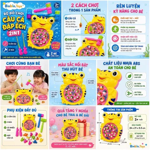 ĐỒ CHƠI CÂU CÁ, ĐẬP CHUỘT GIẢ 2 TRONG 1 CHO BÉ – ĐỒ CHƠI VẬN ĐỘNG, GIẢI TRÍ