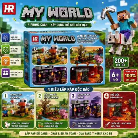 Đồ chơi lắp ráp minecraft my word 210 chi tiết , đồ chơi lắp ráp cho bé