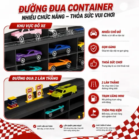 Đường đua oto trên xe tải ,mô hình mô phỏng đua xe cho cho bé , dễ gấp gọn , cất giữ