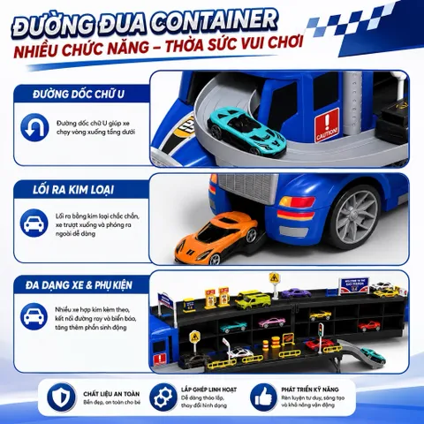 Đường đua oto trên xe tải ,mô hình mô phỏng đua xe cho cho bé , dễ gấp gọn , cất giữ