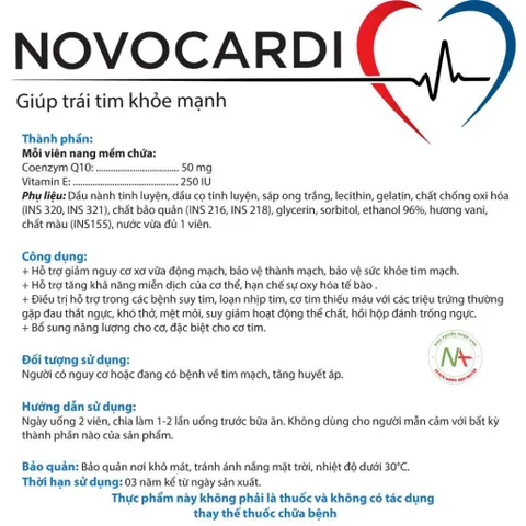 Viên uống Novocardi Forte - Giúp bảo vệ sức khoẻ tim mạch, huyết áp, tăng khả năng miễn dịch