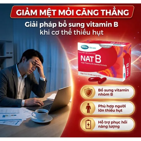 Viên uống bổ sung Vitamin B Mega We Care Nat B giúp giảm căng thẳng, mệt mỏi (Hộp 30 viên) – TPBVSK