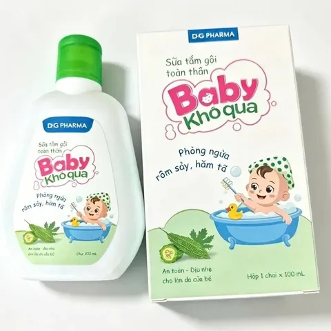 [Mẫu mới] Sữa tắm cho bé Baby khổ qua DHG chai 100ml - Phòng ngừa rôm sảy, hăm tả