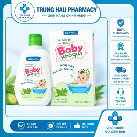 [Mẫu mới] Sữa tắm cho bé Baby khổ qua DHG chai 100ml - Phòng ngừa rôm sảy, hăm tả