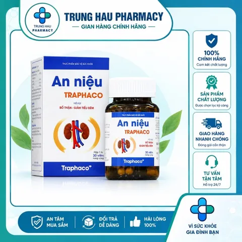 TPBVSK An Niệu Traphaco - Hỗ Trợ Giảm Tiểu Đêm, Tiểu Nhiều Lần Do Thận Kém Hộp 30 Viên