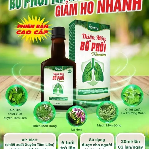 TPBVSK Thiên Môn Bổ Phổi Premium TITAFA chai 280ml - Hỗ trợ bổ phổi, giảm ho, đờm, đau họng, khản tiếng