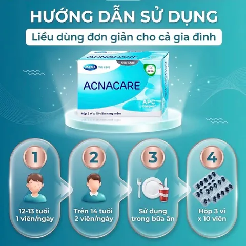 TPBVSK Viên uống giảm mụn, giảm nhờn - Kẽm, Crôm, D.Salina, Vitamin C, Vitamin E - ACNACARE Mega We Care (30 viên)