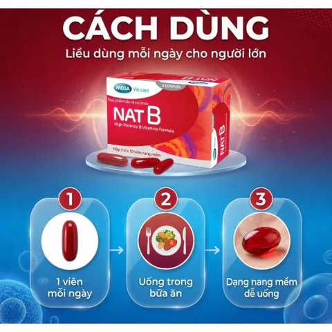 Viên uống bổ sung Vitamin B Mega We Care Nat B giúp giảm căng thẳng, mệt mỏi (Hộp 30 viên) – TPBVSK