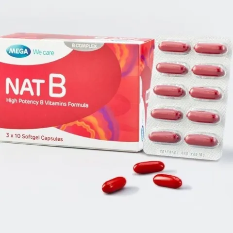 Viên uống bổ sung Vitamin B Mega We Care Nat B giúp giảm căng thẳng, mệt mỏi (Hộp 30 viên) – TPBVSK