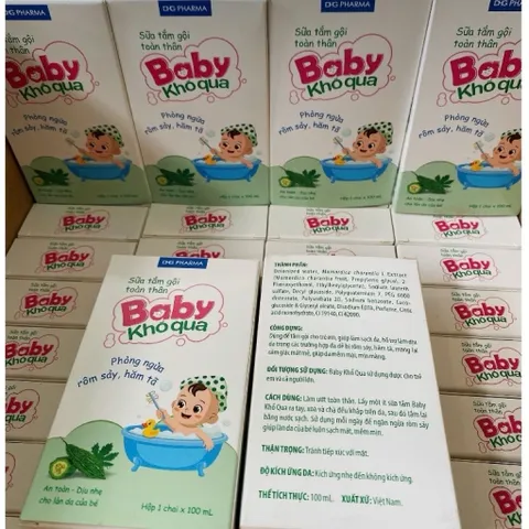 [Mẫu mới] Sữa tắm cho bé Baby khổ qua DHG chai 100ml - Phòng ngừa rôm sảy, hăm tả