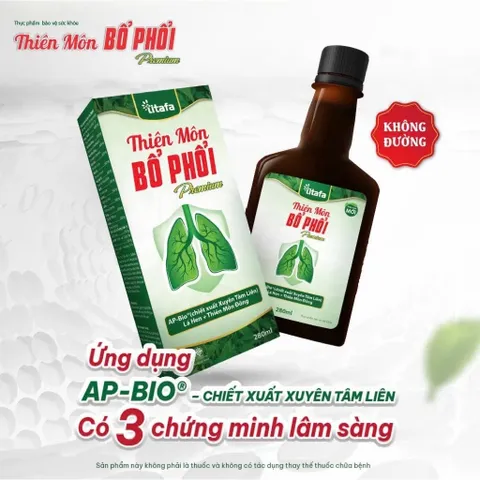 TPBVSK Thiên Môn Bổ Phổi Premium TITAFA chai 280ml - Hỗ trợ bổ phổi, giảm ho, đờm, đau họng, khản tiếng