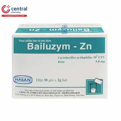 Bailuzym - Zn Hasan Giúp Bổ Sung Men Vi Sinh Đường Ruột Hỗ Trợ Giảm Tiêu Chảy, Đầy Hơi Hộp 30 Gói x 2g