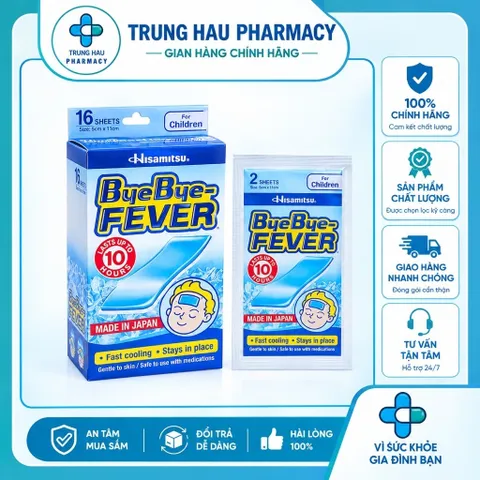 Miếng dán hạ sốt ByeBye Fever For Children dùng cho trẻ trên 2 tuổi (8 gói x 2 miếng)