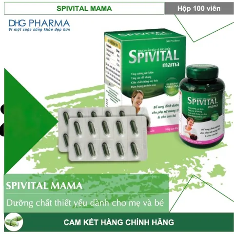 Thực phẩm Spivital Mama chính hãng DHG giúp tăng cường đề kháng cho phụ nữ trong và sau mang thai Hộp 10 vỉ x 10 viên