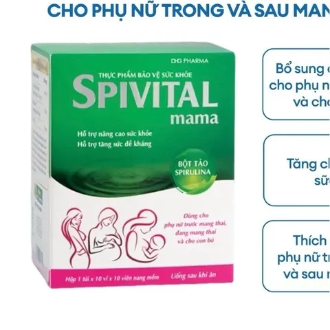 Thực phẩm Spivital Mama chính hãng DHG giúp tăng cường đề kháng cho phụ nữ trong và sau mang thai Hộp 10 vỉ x 10 viên