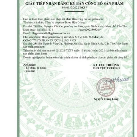 Thực phẩm Spivital Mama chính hãng DHG giúp tăng cường đề kháng cho phụ nữ trong và sau mang thai Hộp 10 vỉ x 10 viên