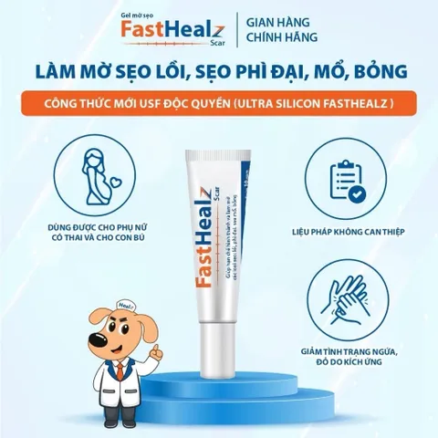 Gel mờ sẹo lồi, sẹo phì đại, sẹo bỏng, sau mổ cho mẹ và bé Fasthealz Scar 12g