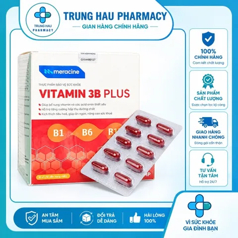 Viên uống Vitamin 3B Plus Meracine – Hỗ trợ ăn ngon, nâng cao sức khỏe (Hộp 100 viên)