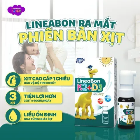 *LineaBon vitamin D3 K2 10ml - Hỗ trợ hấp thu canxi cho trẻ