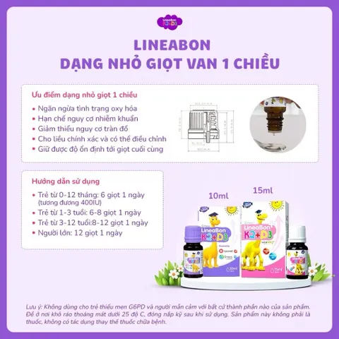 *LineaBon vitamin D3 K2 10ml - Hỗ trợ hấp thu canxi cho trẻ