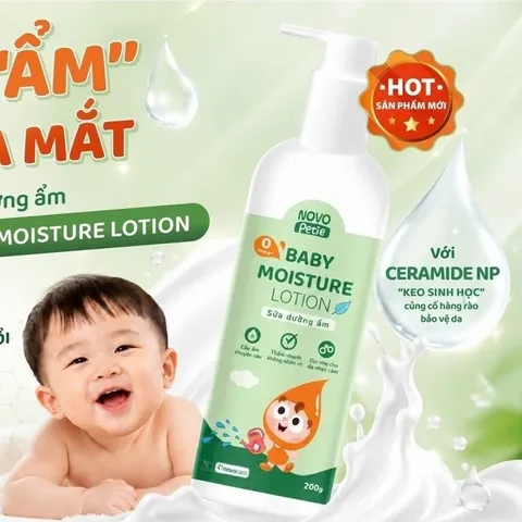 Sữa dưỡng ẩm Novopetie Baby Moisture Lotion 200g - Hỗ trợ củng cố hàng rào bảo vệ da, dưỡng ẩm cho bé