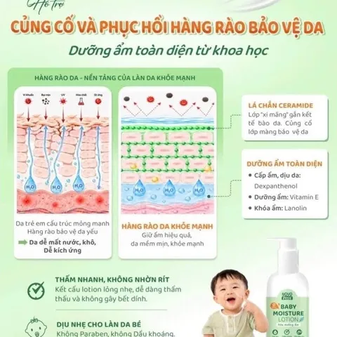 Sữa dưỡng ẩm Novopetie Baby Moisture Lotion 200g - Hỗ trợ củng cố hàng rào bảo vệ da, dưỡng ẩm cho bé