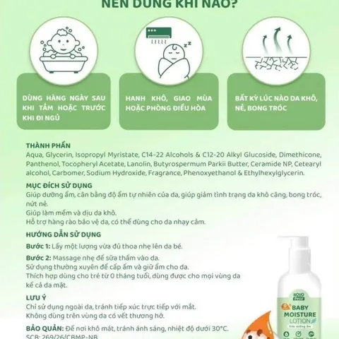 Sữa dưỡng ẩm Novopetie Baby Moisture Lotion 200g - Hỗ trợ củng cố hàng rào bảo vệ da, dưỡng ẩm cho bé