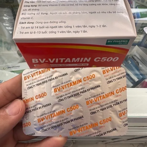 Viên uống BV VITAMIN C500 - Bổ sung vitamin C tăng cường sức đề kháng, đẹp da - Hộp 100 viên