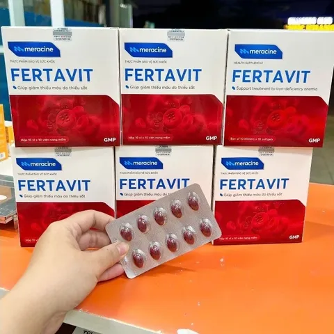Viên Uống Fertavit Meracine Bổ Sung Sắt, Acid Folic, B12 cho bà bầu và người thiếu máu (Hộp 100 viên)
