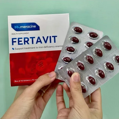Viên Uống Fertavit Meracine Bổ Sung Sắt, Acid Folic, B12 cho bà bầu và người thiếu máu (Hộp 100 viên)