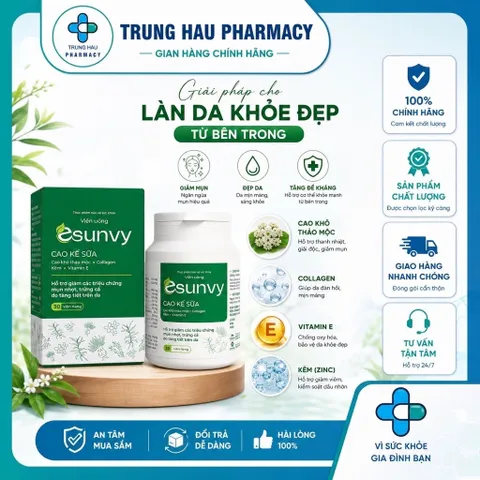 TPBVSK Esunvy Tín Phong Hỗ Trợ Giảm Bã Nhờn, Hỗ Trợ Giảm Mụn Combo Hộp 30 Viên