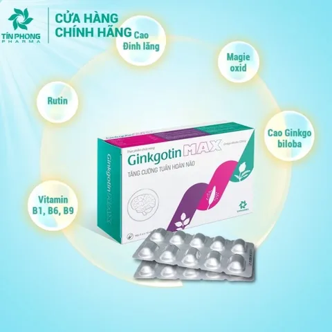 Viên uống Ginkgotin Max - Tăng Cường Tuần Hoàn Máu Não, Hỗ Trợ Tăng Cường Trí Nhớ Hộp 50 Viên
